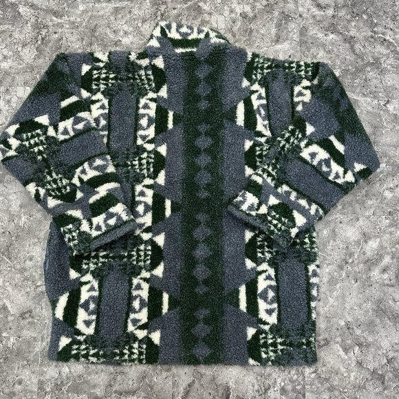Vintage Monterey Aztec Fleece Jacket Women Size M Full Zip Collared Made In USA - Picture 2 of 7
